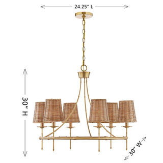 Ashbury Six Light Chandelier in Warm Brass
