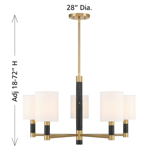 Conrad Five Light Chandelier in Warm Brass