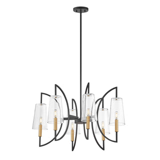Hanley Six Light Chandelier in Matte Black and Warm Brass