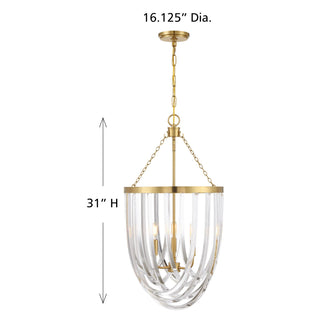 Jennings Three Light Pendant in Warm Brass