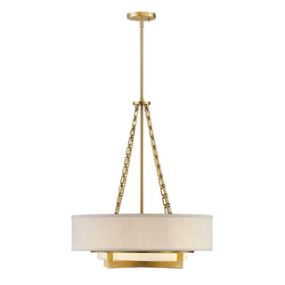 Brentwood Four Light Pendant in Warm Brass