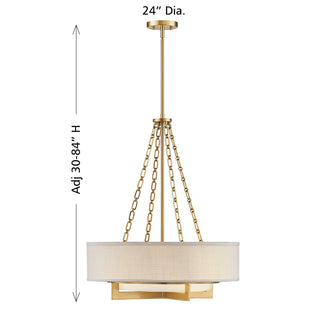 Brentwood Four Light Pendant in Warm Brass
