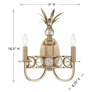 Hearst Two Light Wall Sconce in Noble Brass