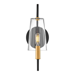 Hanley One Light Wall Sconce in Matte Black and Warm Brass