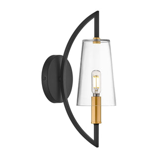 Hanley One Light Wall Sconce in Matte Black and Warm Brass