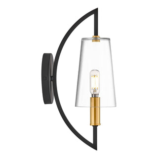 Hanley One Light Wall Sconce in Matte Black and Warm Brass