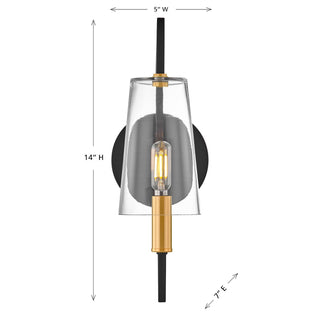 Hanley One Light Wall Sconce in Matte Black and Warm Brass