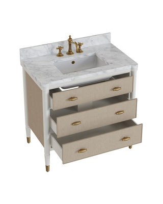 Aster Vanity with Rectangular Undermount Sink in Off-White/Fog/Natural/White/Polished Brass