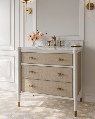 Aster Vanity with Rectangular Undermount Sink in Off-White/Fog/Natural/White/Polished Brass