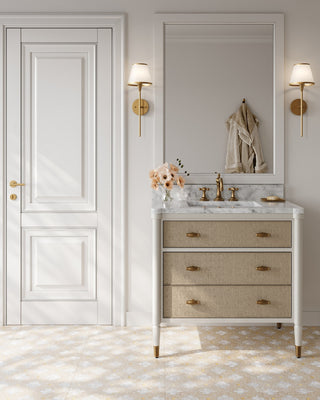Aster Vanity with Rectangular Undermount Sink in Off-White/Fog/Natural/White/Polished Brass