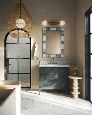 Santos Vanity with Rectangular Undermount Sink in Vintage Navy/Natural/White/Brushed Brass/Polished Nickel