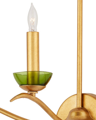 Flannery Three Light Wall Sconce in Contemporary Gold Leaf/Green