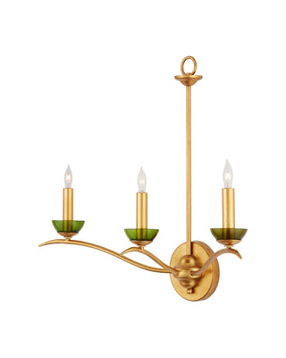 Flannery Three Light Wall Sconce in Contemporary Gold Leaf/Green