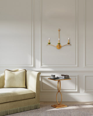 Flannery Three Light Wall Sconce in Contemporary Gold Leaf/Green