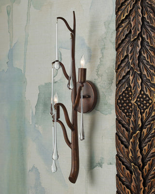 Morning Grove Two Light Wall Sconce in Rhine Gold/Clear
