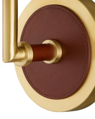 Ellerston One Light Wall Sconce in Saddle Brown/Brushed Brass