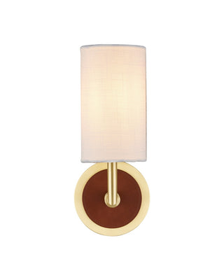 Ellerston One Light Wall Sconce in Saddle Brown/Brushed Brass