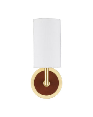 Ellerston One Light Wall Sconce in Saddle Brown/Brushed Brass