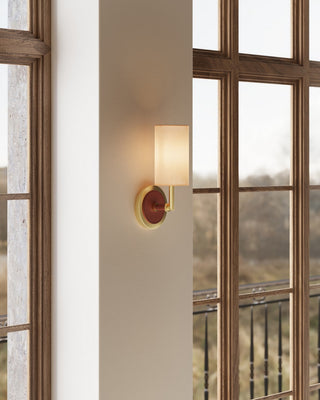 Ellerston One Light Wall Sconce in Saddle Brown/Brushed Brass