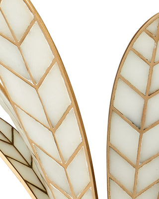 Foliatura Two Light Wall Sconce in Antique Brass/Off-White