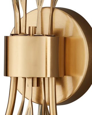 Foliatura Two Light Wall Sconce in Antique Brass/Off-White