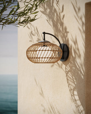 Carriage One Light Wall Sconce in Natural/Black/Frosted White