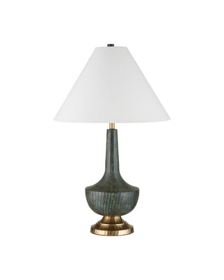 Djinn One Light Table Lamp in Verdigris/Antique Brass