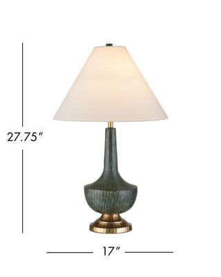 Djinn One Light Table Lamp in Verdigris/Antique Brass