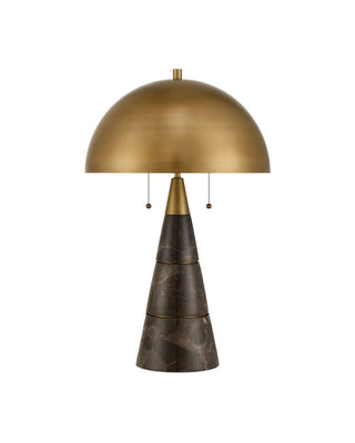 Edith Two Light Desk Lamp in Coffee Brown/Antique Brass