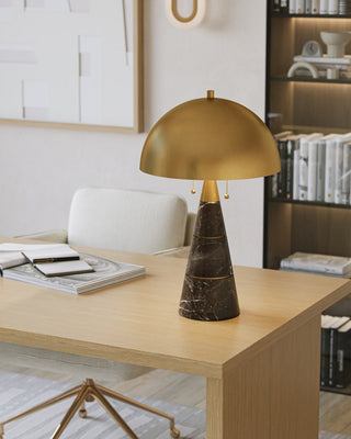 Edith Two Light Desk Lamp in Coffee Brown/Antique Brass