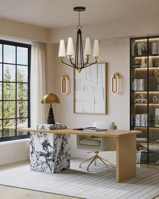 Edith Two Light Desk Lamp in Coffee Brown/Antique Brass