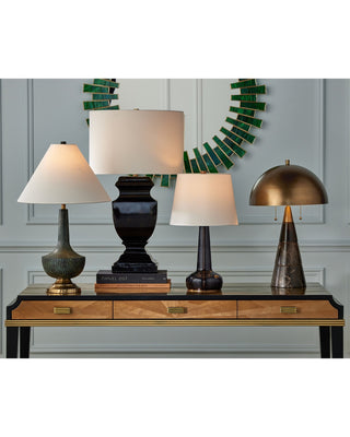 Edith Two Light Desk Lamp in Coffee Brown/Antique Brass