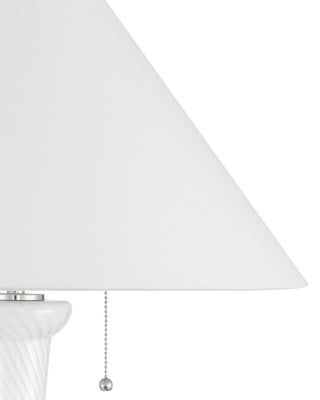 Classico Two Light Table Lamp in White/Clear/Polished Nickel