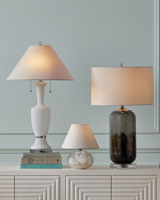 Classico Two Light Table Lamp in White/Clear/Polished Nickel