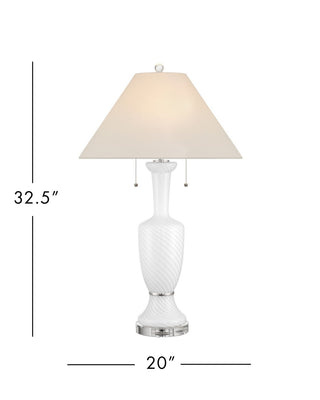 Classico Two Light Table Lamp in White/Clear/Polished Nickel