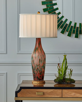Brielle One Light Table Lamp in Pale Pink/Green/Brown/Gold Leaf