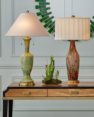 Brielle One Light Table Lamp in Pale Pink/Green/Brown/Gold Leaf