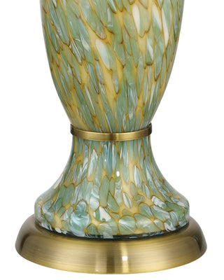 Classico Two Light Table Lamp in Green/Beige/Antique Brass