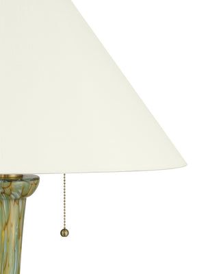 Classico Two Light Table Lamp in Green/Beige/Antique Brass