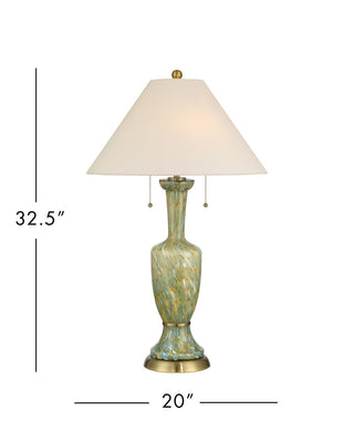 Classico Two Light Table Lamp in Green/Beige/Antique Brass