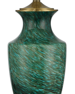 Claude One Light Table Lamp in Green/Antique Brass