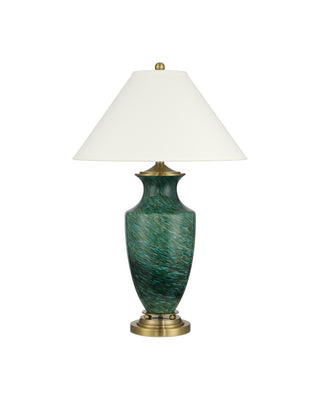 Claude One Light Table Lamp in Green/Antique Brass