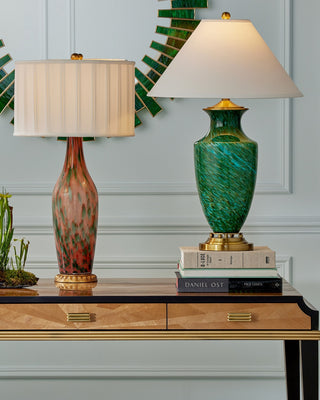 Claude One Light Table Lamp in Green/Antique Brass