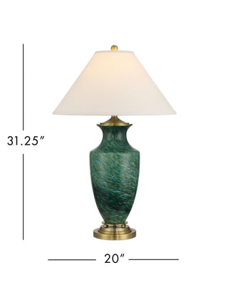 Claude One Light Table Lamp in Green/Antique Brass