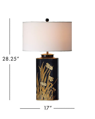 Glasshouse One Light Table Lamp in Black/Gold