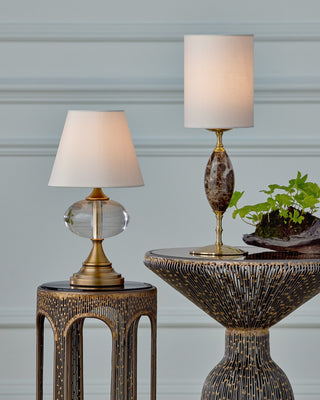 Sashay LED Table Lamp in Clear/Polished Antique Brass