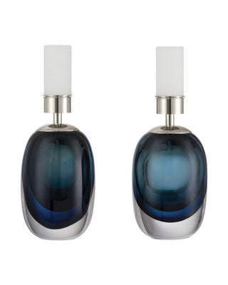 Danza LED Table Lamp in Blue/Clear/Polished NIckel