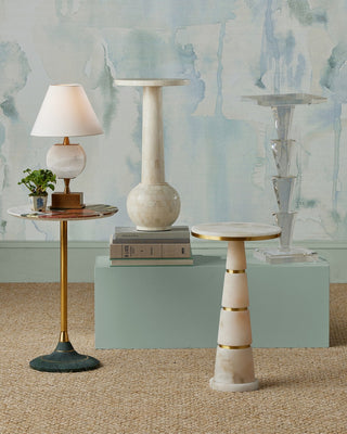 Meandro LED Table Lamp in White/Antique Brass