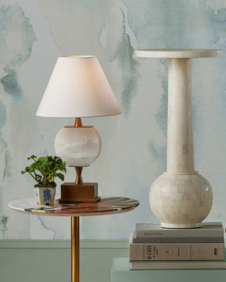 Meandro LED Table Lamp in White/Antique Brass