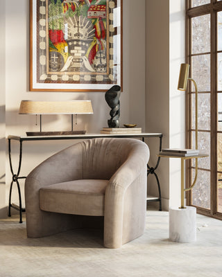 Eastlin LED Floor Lamp in Antique Brass/White